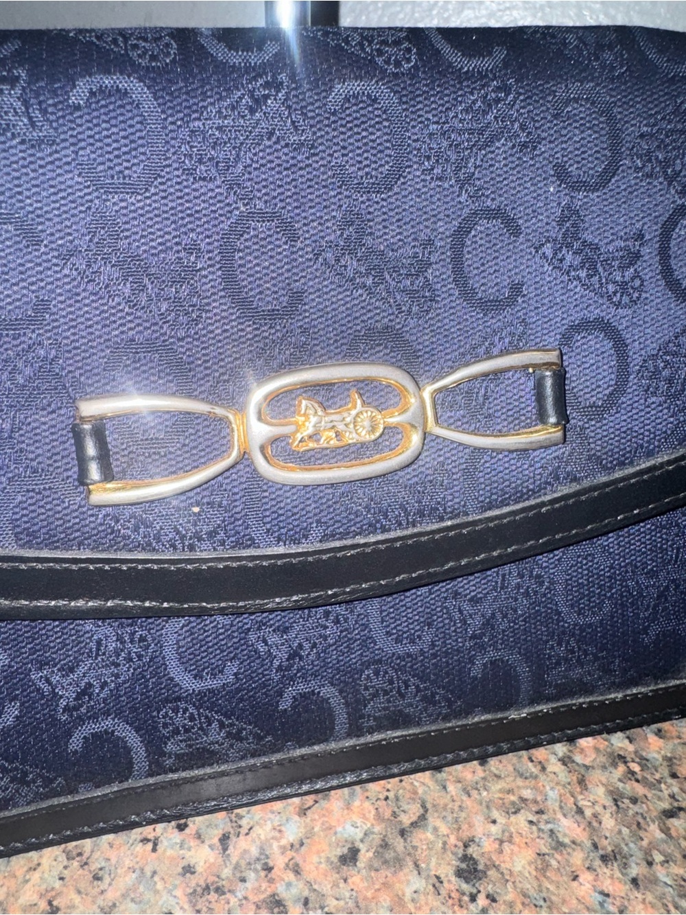 Celine vintage Navy Blue Macadam Monogram denim shoulder bag - Picture 3 of 9